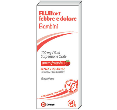 Fluifort Bambini 100mg/5ml Gusto Fragola 150ml Sospensione Orale per Febbre e Dolore